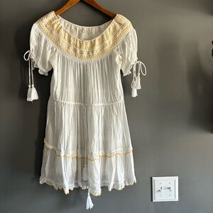 Tularosa Smocked Embroidered Top Mini Dress